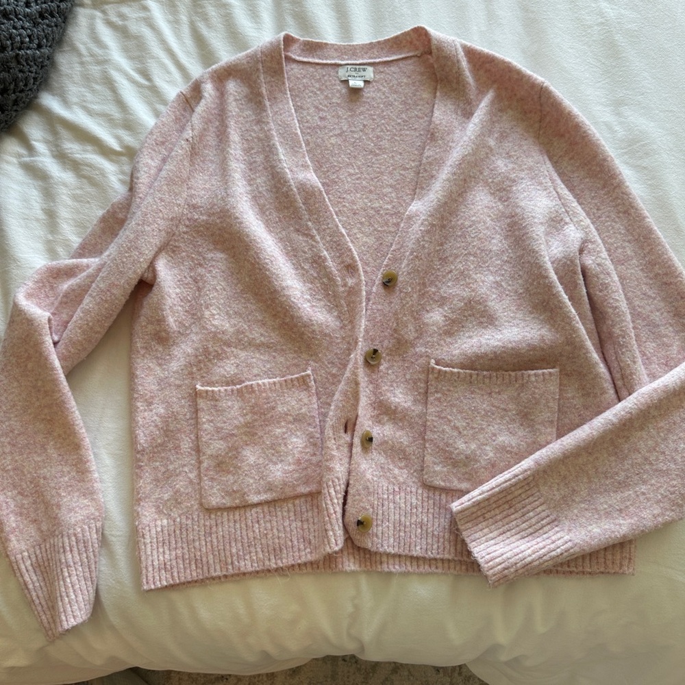 J. Crew Ultra Soft Pink Cardigan Sweater V-Neck